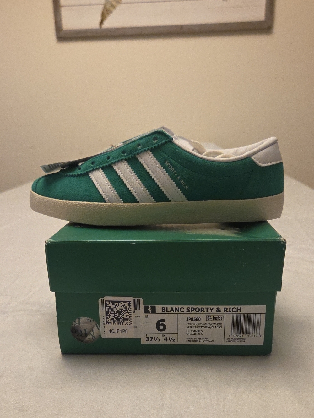 adidas Green Blanc Sporty & Rich Sneakers with White Stripes